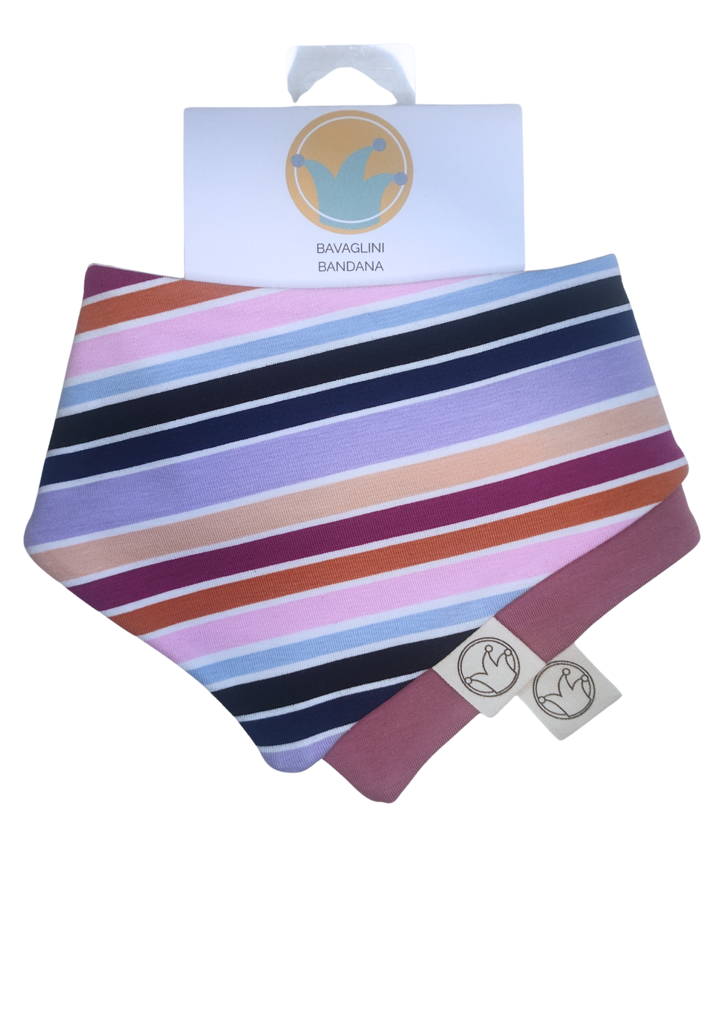 Bavaglini Bandana Righe Rosa