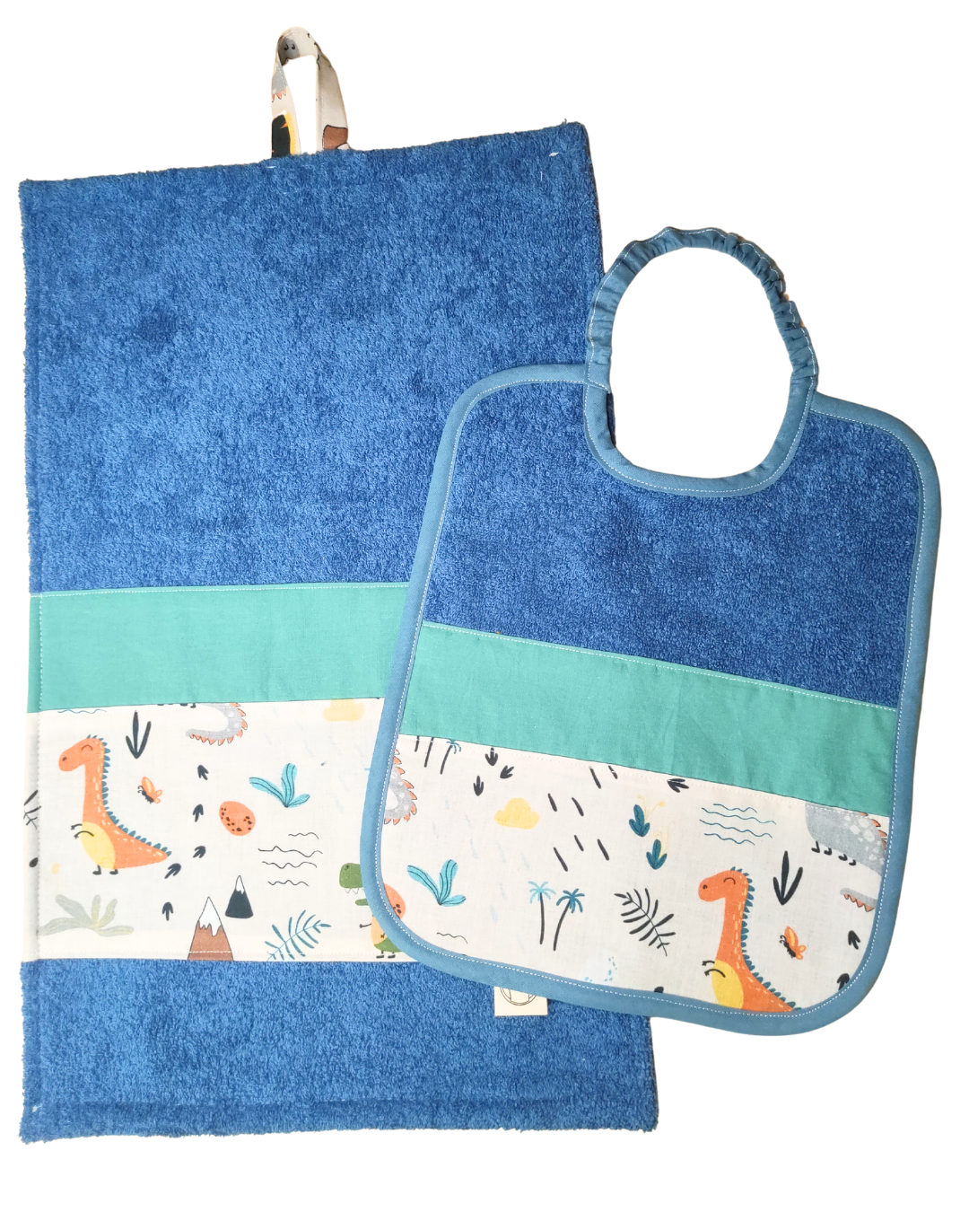 Set Asciugamano e Bavaglino Dinosauri