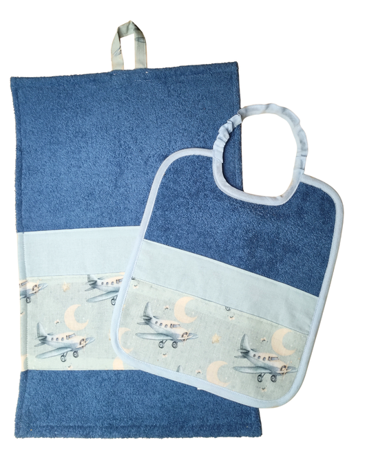 Set Asciugamano e Bavaglino Aerei